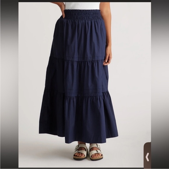 Quince Classic Cotton Navy Poplin Maxi Skirt size medium EUC - Picture 8 of 13